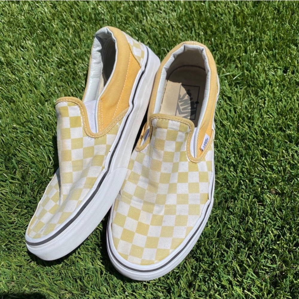Yellow Checkered Slip-On Vans